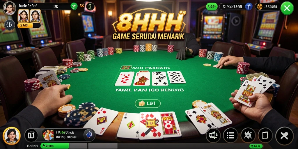 Tampilan gameplay seru dari permainan Poker di 8HHH.