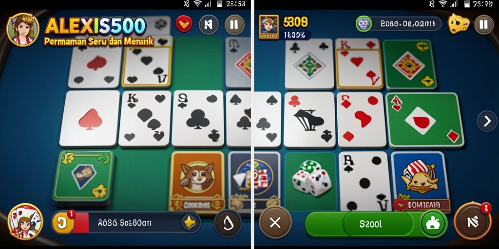 Screenshot ALEXIS500 menampilkan gameplay domino yang seru.