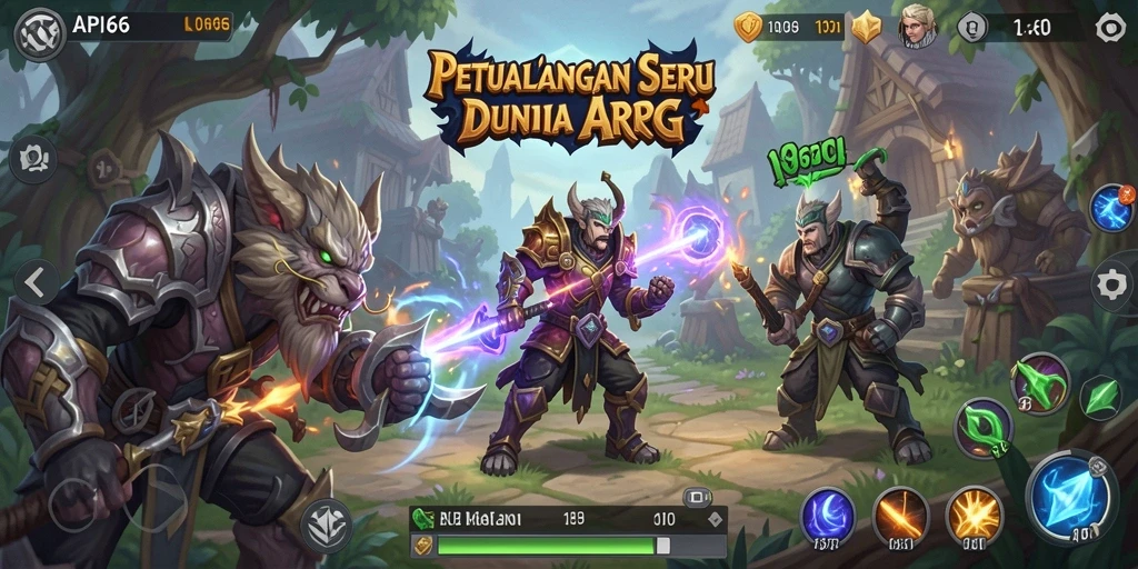Tangkapan layar utama API66 menampilkan aksi pertempuran dinamis di dunia ARPG.