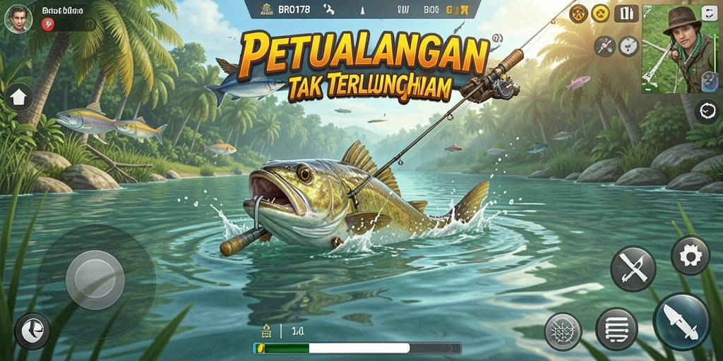 Tampilan mendebarkan dari gameplay BRO178 dengan memancing ikan besar.