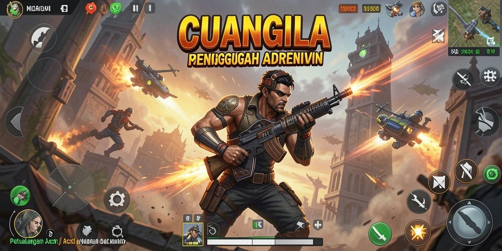 Screenshot gameplay CUANGILA menampilkan aksi yang mendebarkan dan pemandangan yang epik.