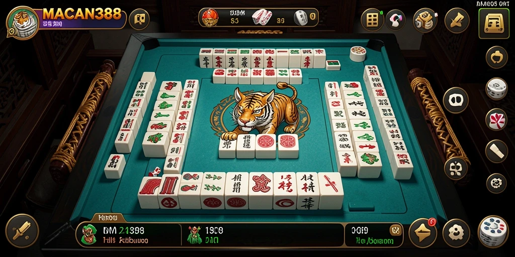Screenshot gameplay <strong>MACAN388</strong> menunjukkan momen seru di atas papan Mahjong.
