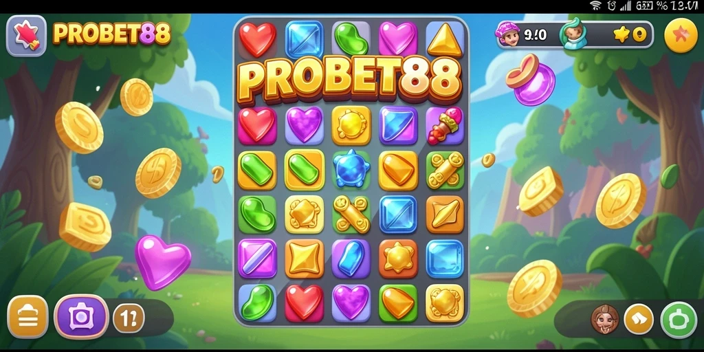 Tampilan menarik dalam gameplay Match-3 PROBET88.