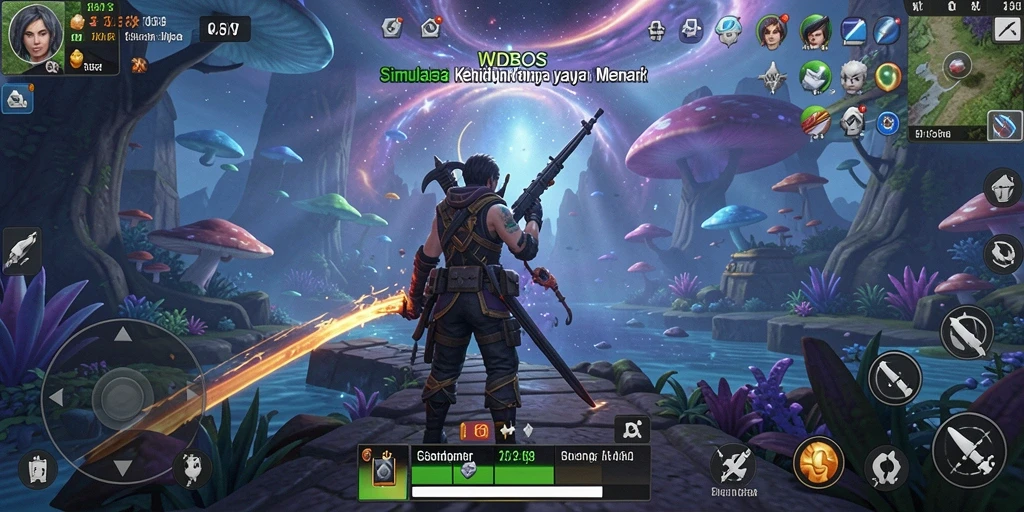 Screenshot gameplay WDBOS yang menunjukkan aktivitas simulasi kehidupan.